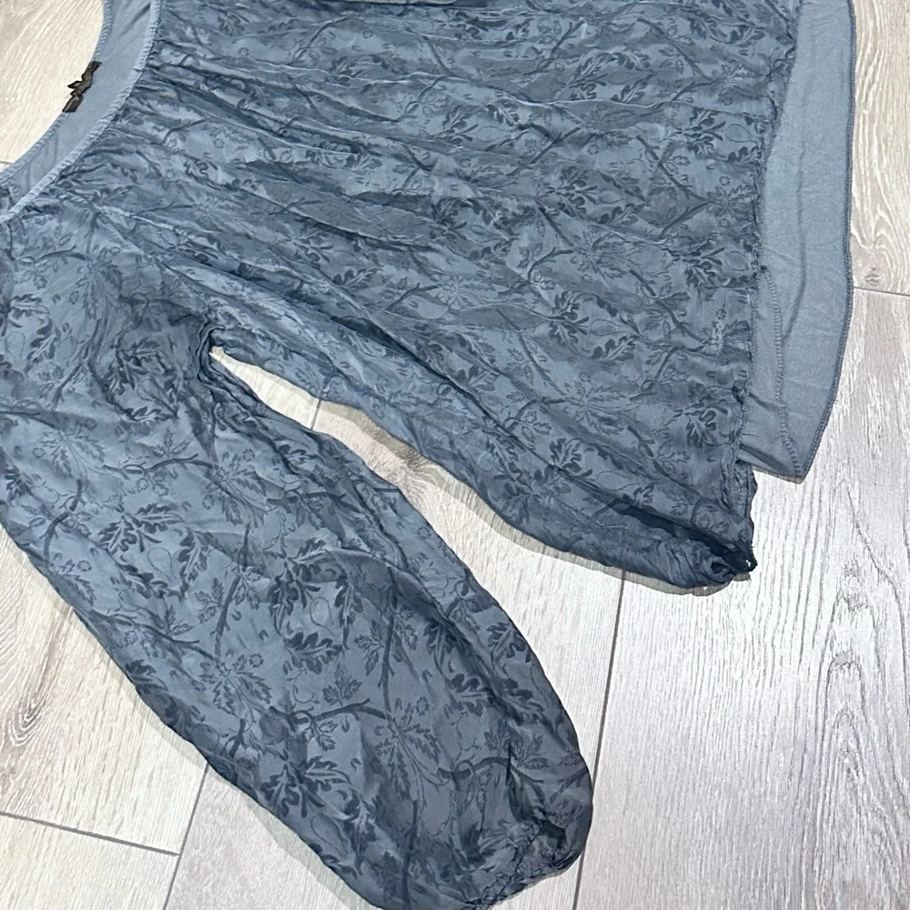 Piazza Roma Italian Silk Blend Sheer Blouse - Picture 4 of 12